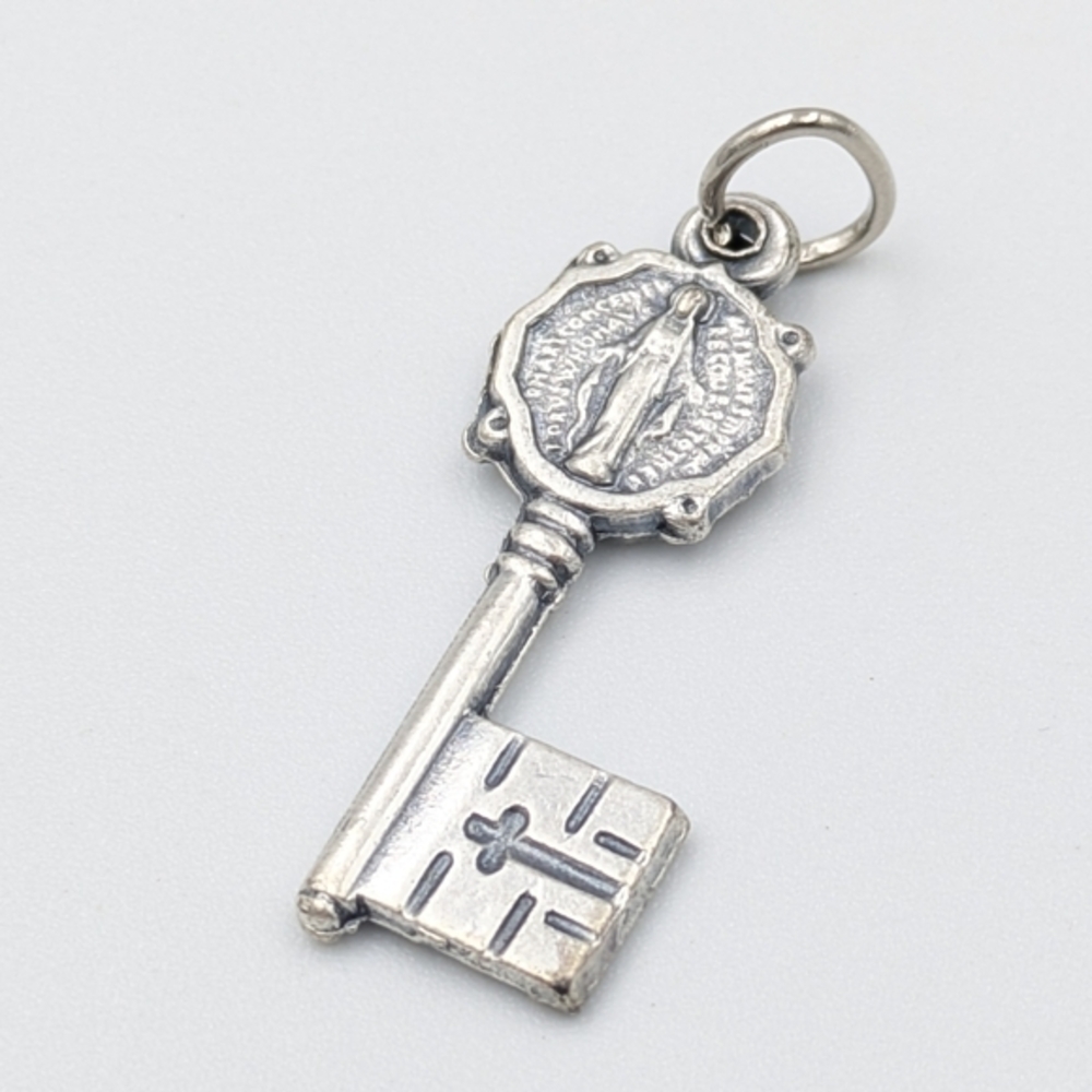 5/25$    Miraculous Medal Key Pendant, Catholic Key, Religious Key Pendant charm